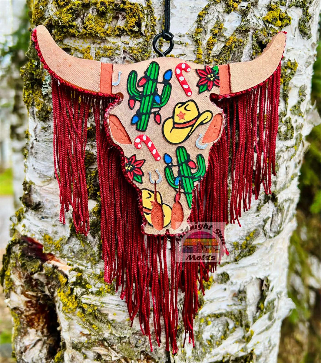 Western Christmas Bull Skull *Car Freshie*