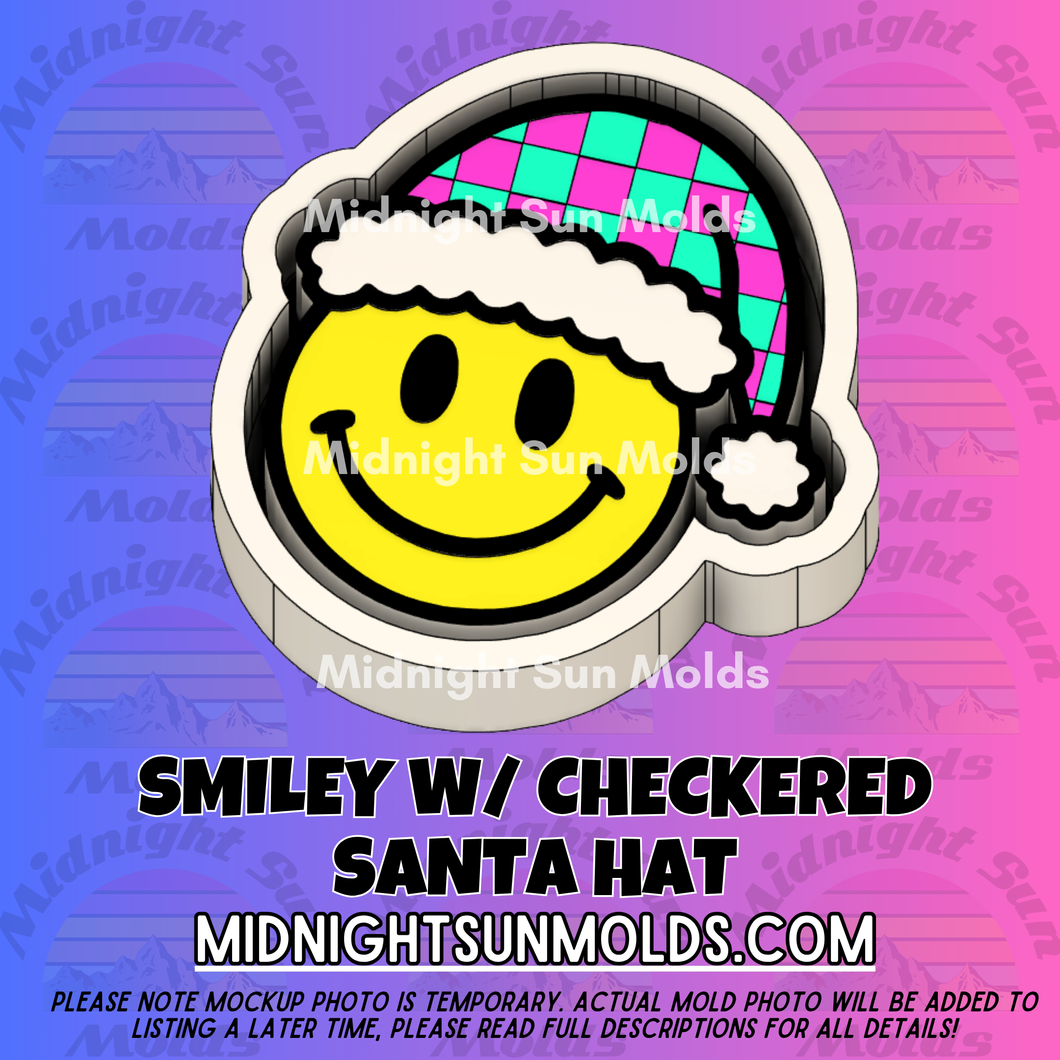 Smiley W/ Checkered Santa Hat