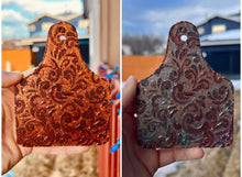 Load image into Gallery viewer, Tooled Leather Cow Tag
